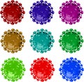 A set of multicolored coronavirus molecules on a white background. Abstract image. Isolated objects. Royalty Free Stock Photo